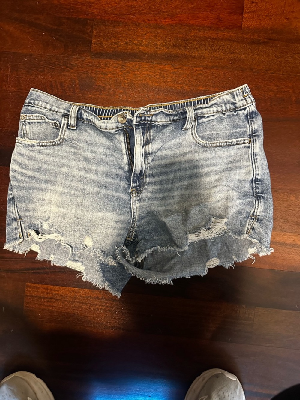 aerie Light Blue Distressed Denim Cutoff Shorts